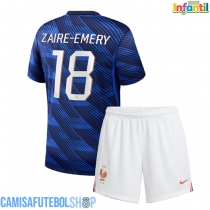 Camisa de time de futebol França Warren Zaire-Emery #18 Replicas 1º Equipamento Infantil Mundo 2026 Manga Curta (+ Calças curtas)
